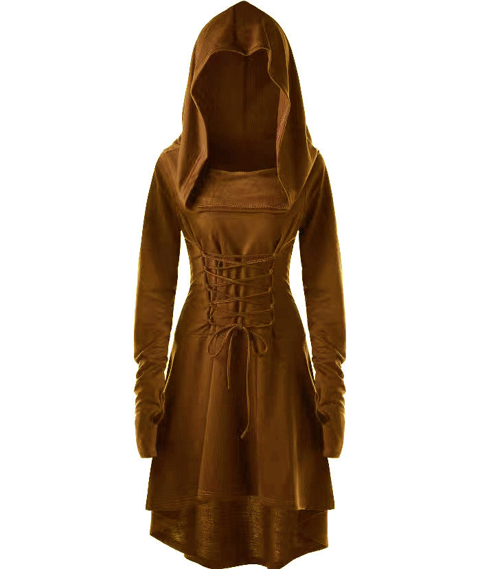 Women's Color Holiday Performance Long Sleeve Hooded Dresses