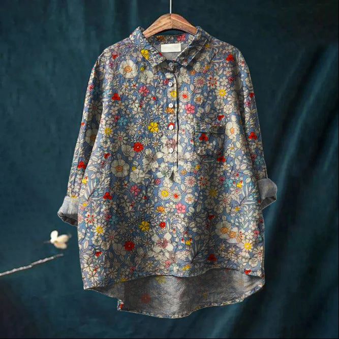 Women's Summer Loose Print Crew Neck Casual Plus Size