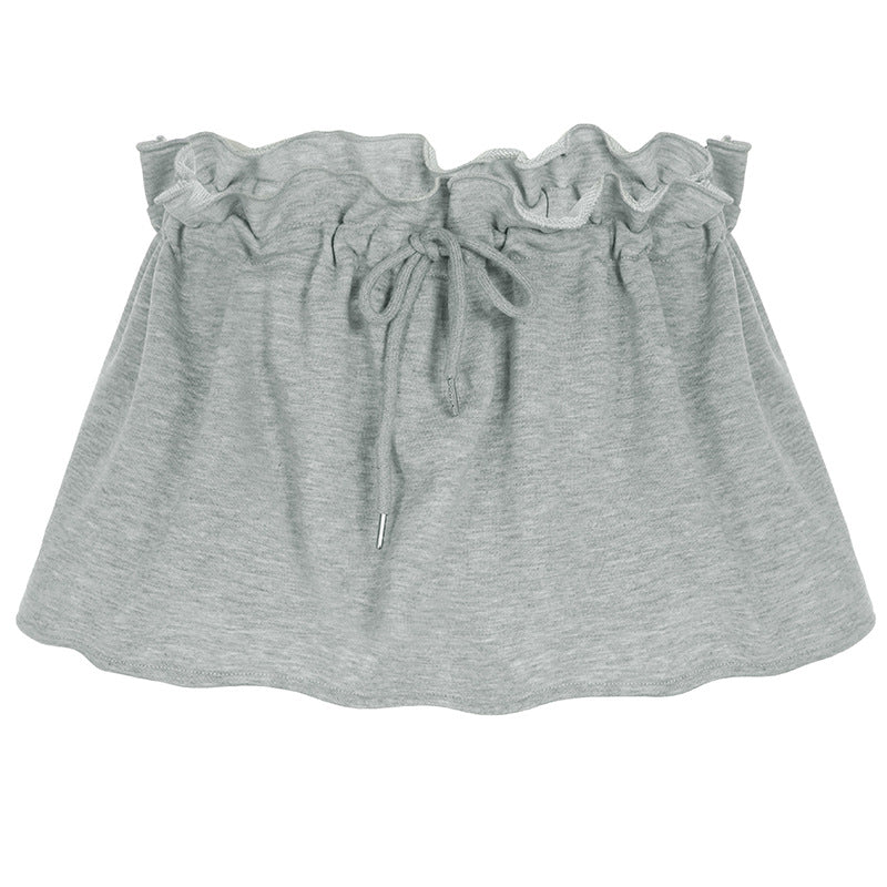 Pure Desire Style Basic Gray Elastic Drawstring Skirts