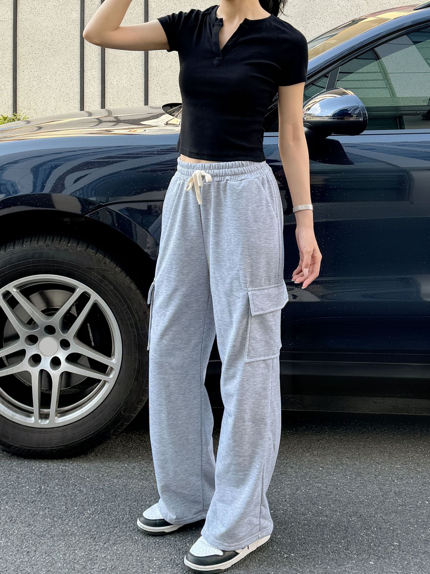 Women's Trendy Cargo Pocket Zipper Trousers Loose Pants