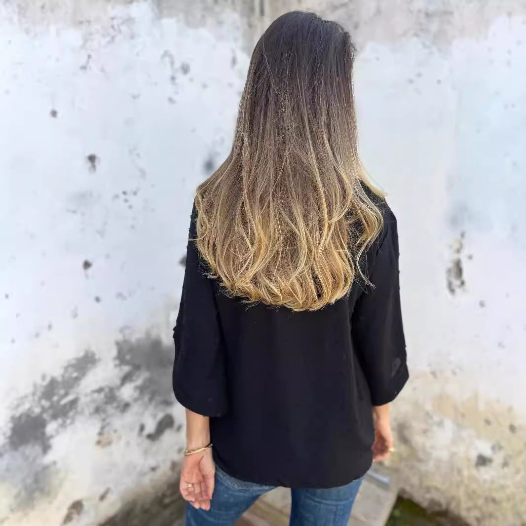 Women's Autumn Fashion Round Neck Long Sleeve Blouses