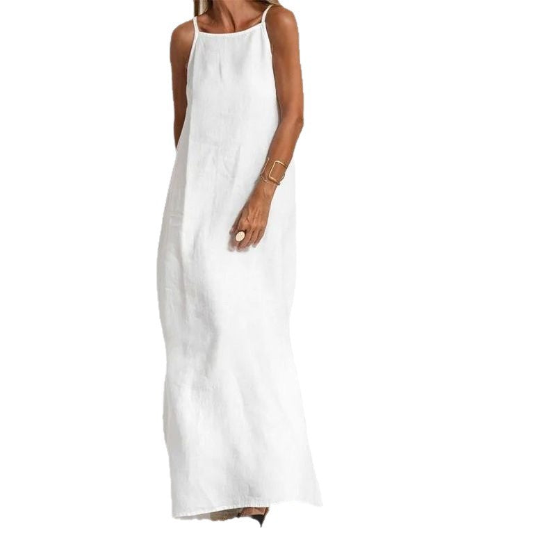 Women's Casual Cotton Linen Sleeveless High-grade Temperament Dress