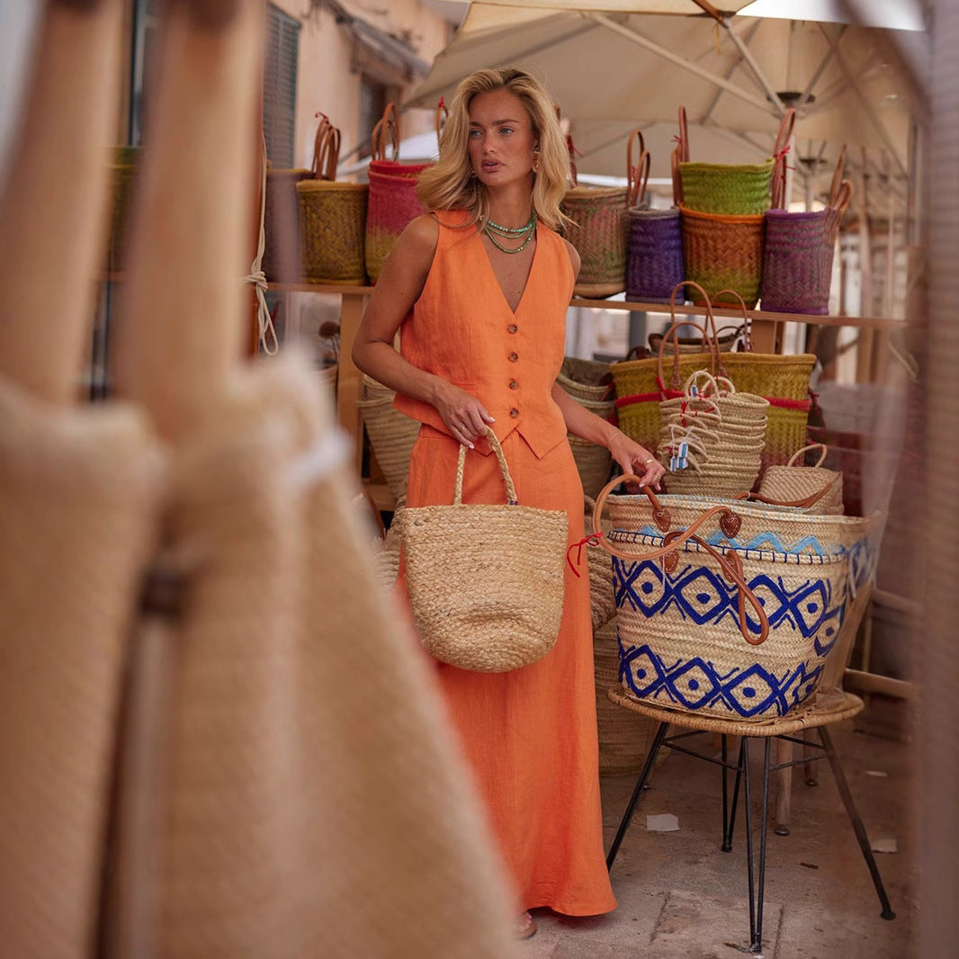 Women's Cotton Linen Summer Large Swing Casual Suits