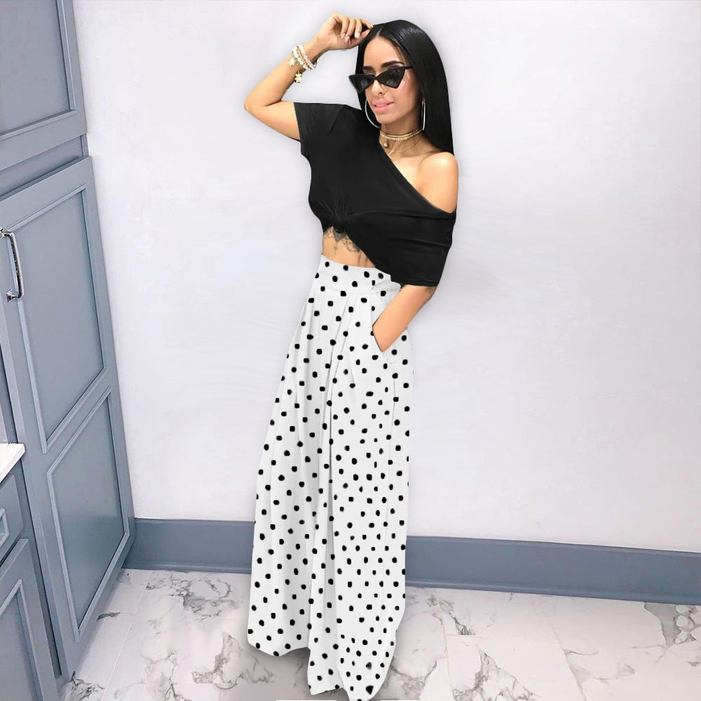 Fashion Personality Printed Flared Wide Leg Pants
