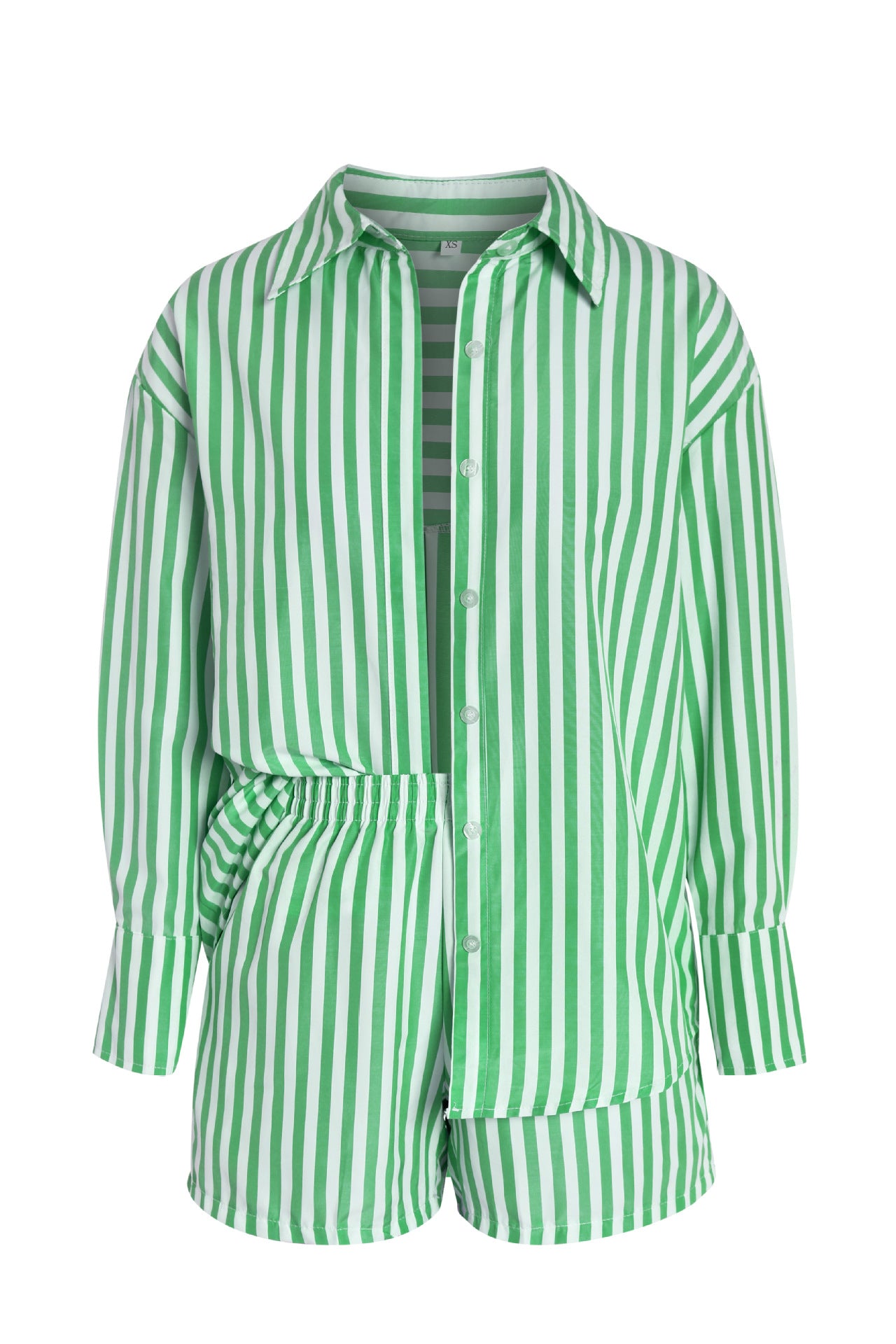 Women's Casual Sportswear Striped Long Sleeve Shirt Loose High Suits