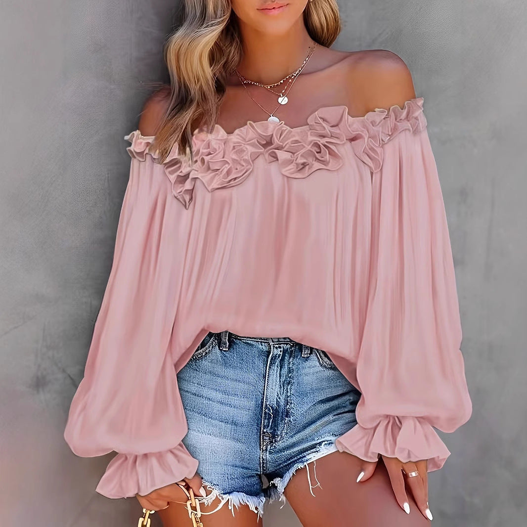 Women's Elegant Style Casual Long Sleeve Ruffle Blouses