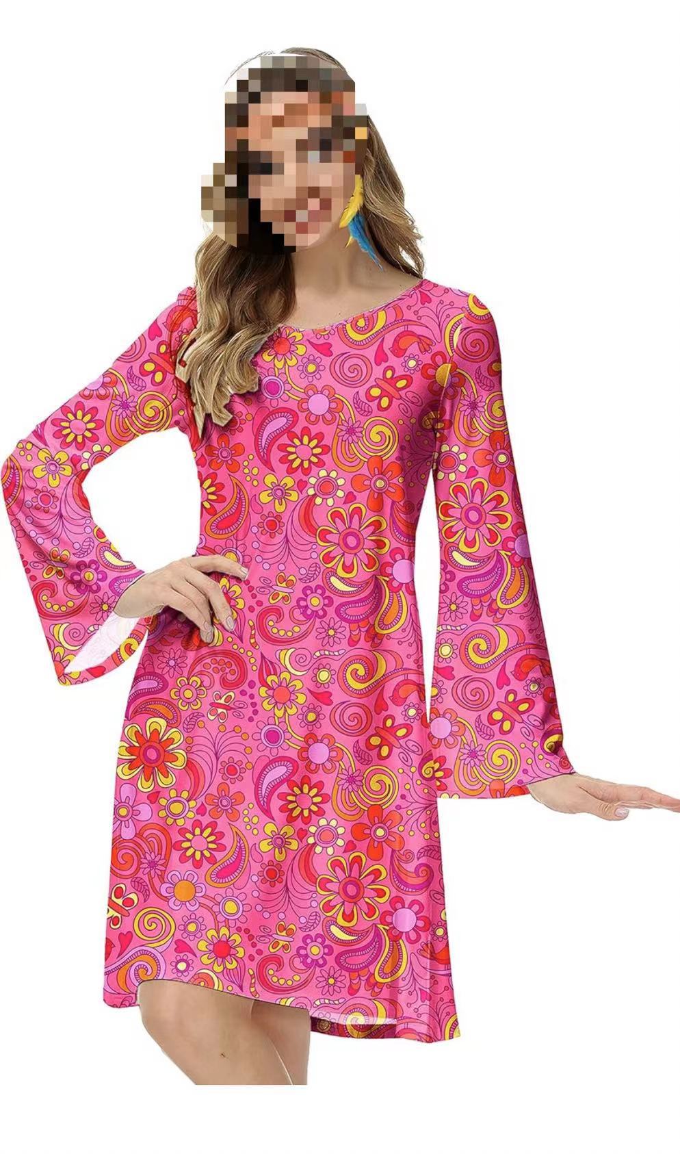 Slouchy Casual Hippies Disco Dress Halloween Blouses
