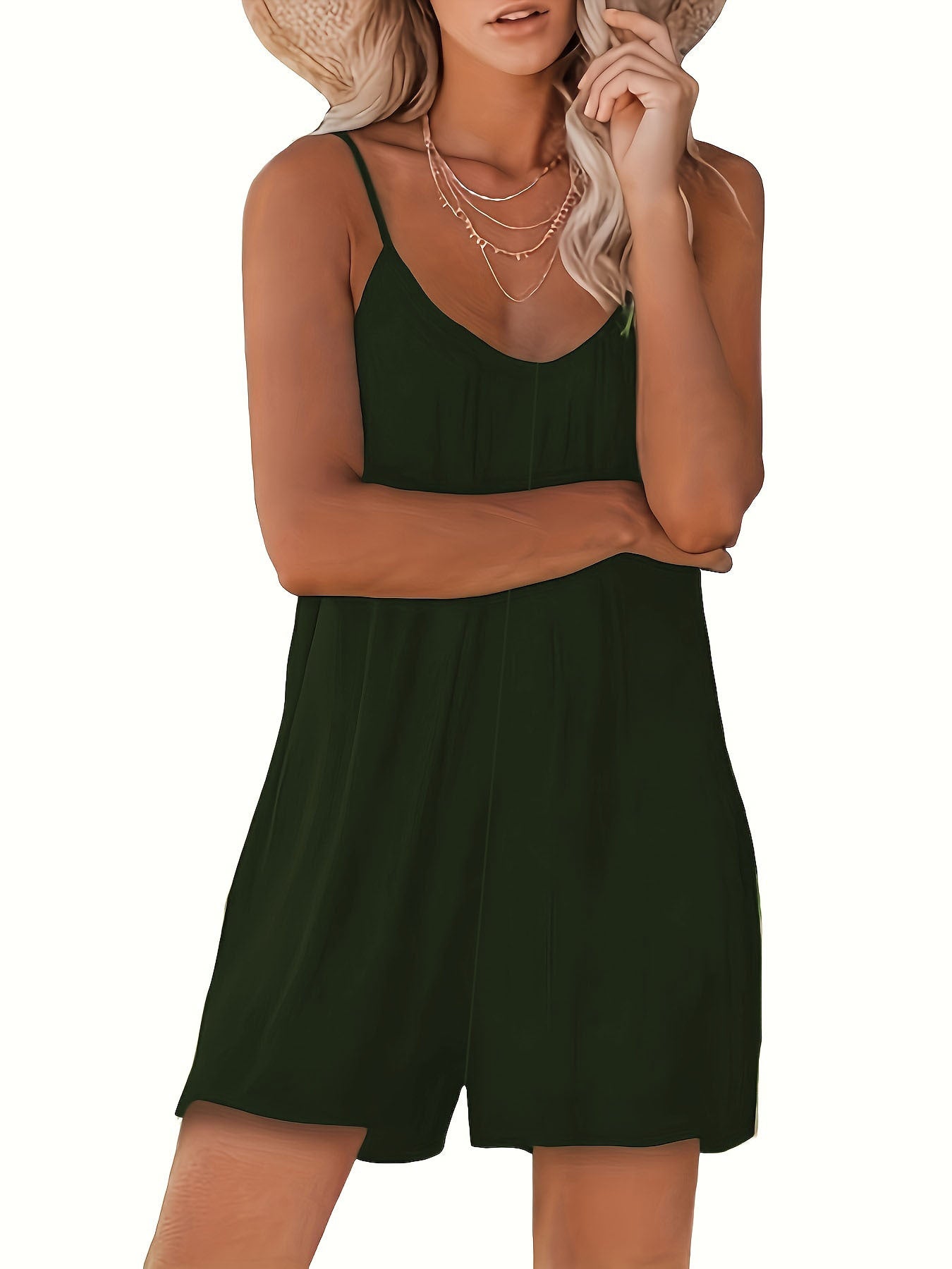 Sling One-piece Casual Summer Solid Color Jumpsuits