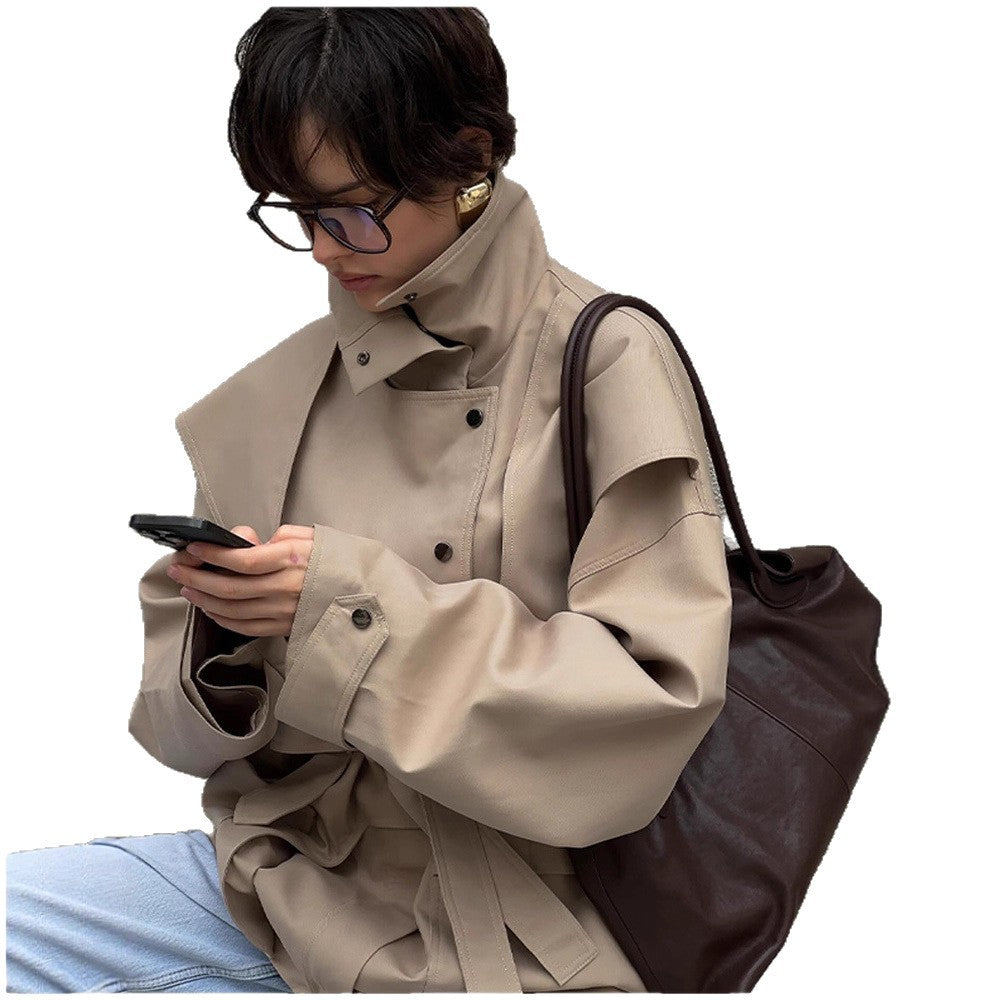 Autumn Elegant British Stand-up Collar Cinched Coats
