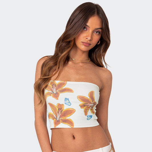 Women's Summer Fashion Slim Fit Printed Tube Tops