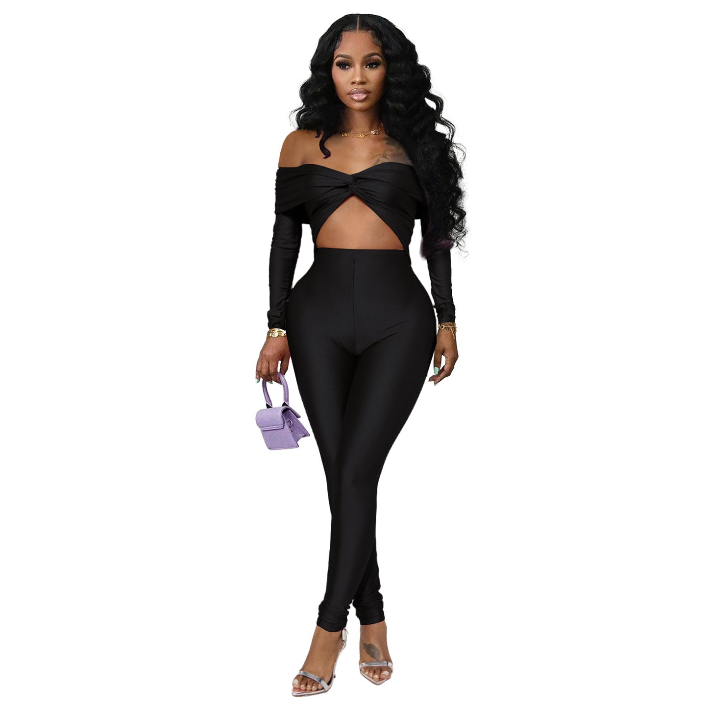 Women's Twist Navel Sexy High Waist Long Jumpsuits