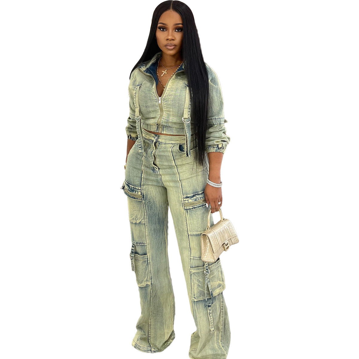 Women's Sexy Highly Stretch Washed Denim Casual Suits