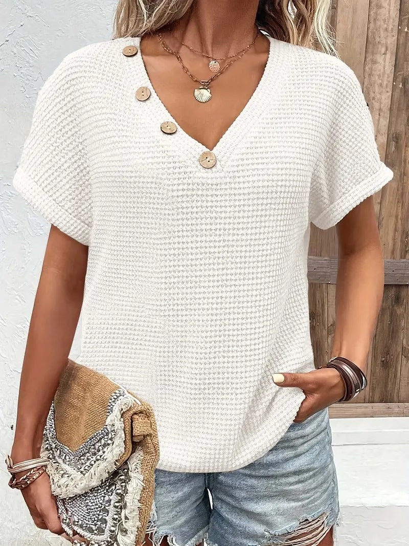 Women's Knitted T-shirt Fashion Clinch Sleeve Blouses
