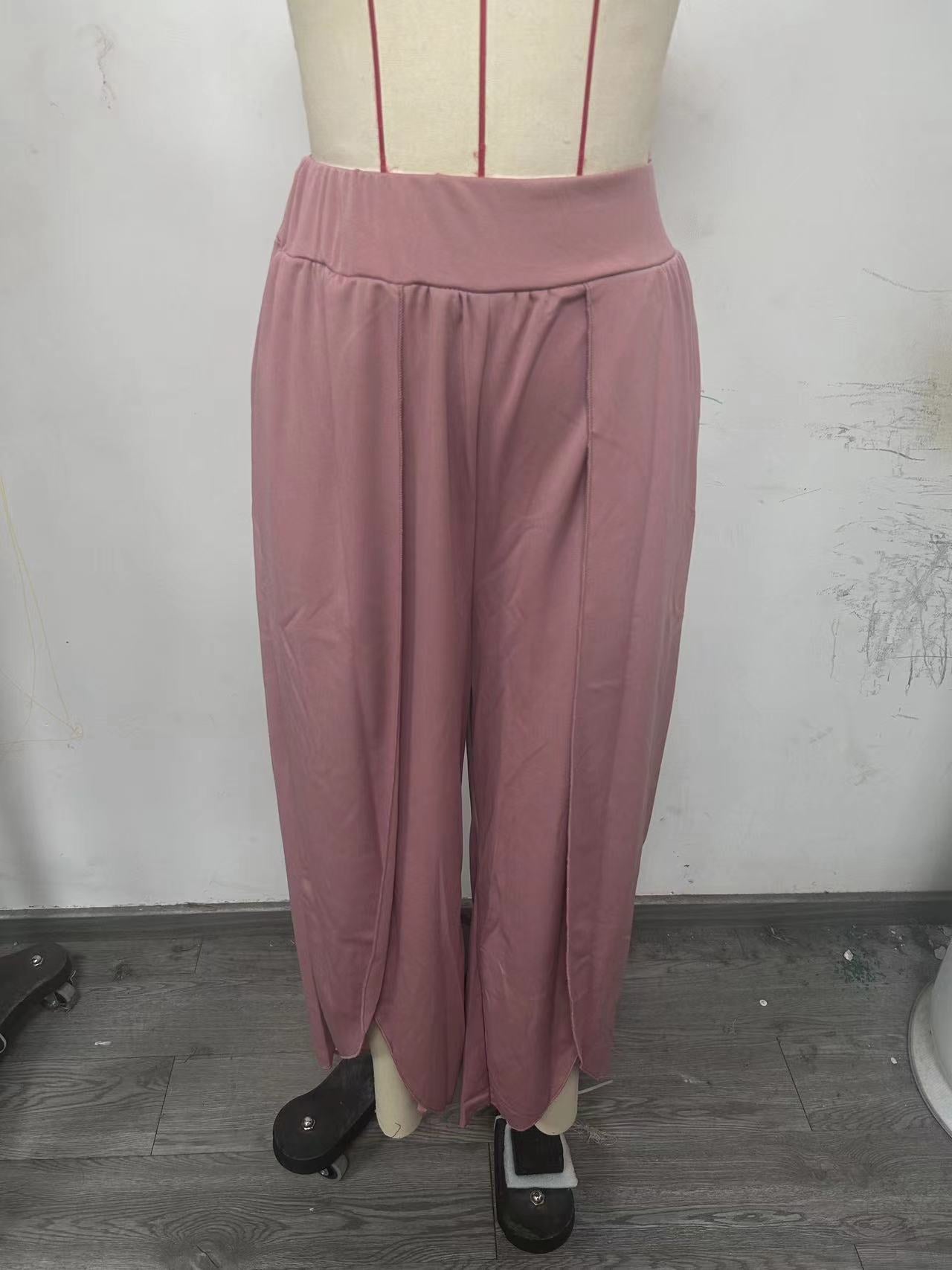 Slimming High Waist Slit Trousers Loose Pants