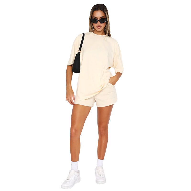 Women's Color Round Neck Half Sleeve Pullover Fashion Suits