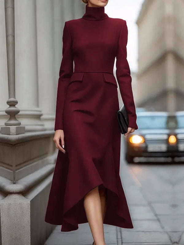Solid Color Slim Fit Long Sleeves Dresses