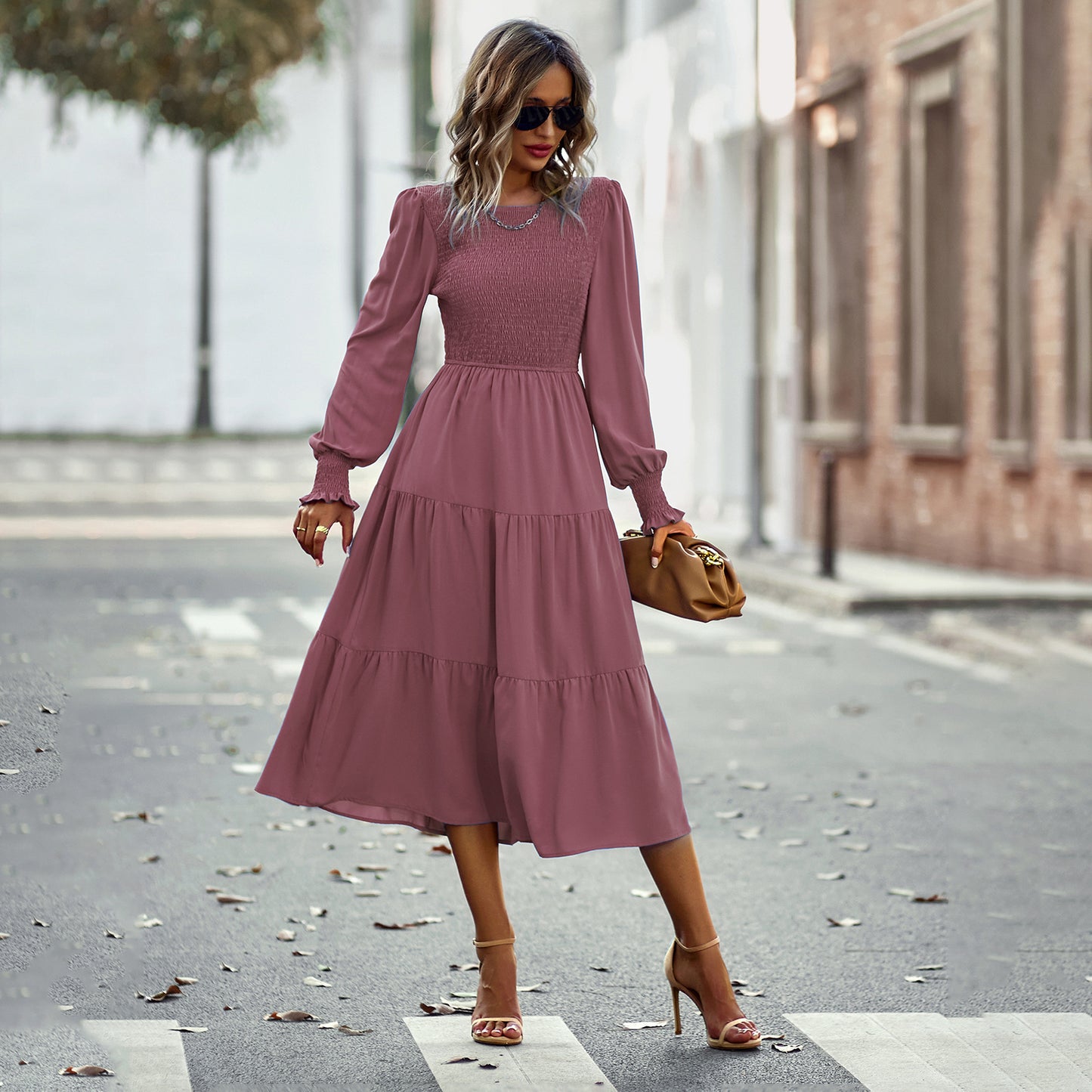 Women's Large Swing Dress Leisure Vacation Cinched Clothing