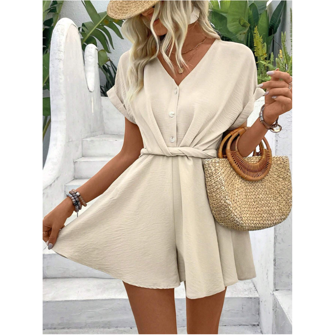 Women's Elegant Batwing Sleeve Kinked One-piece Jumpsuits