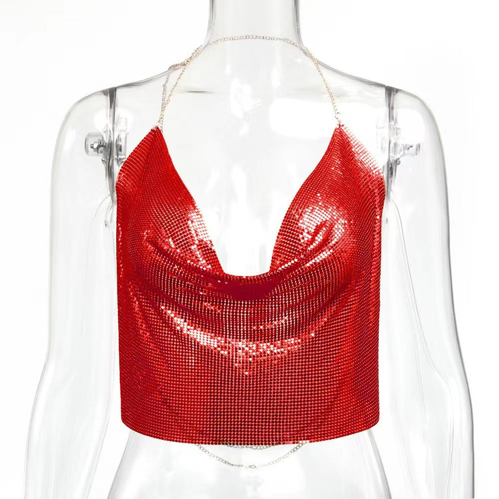 Sequined Sexy Deep V Swimsuit Backless Tops