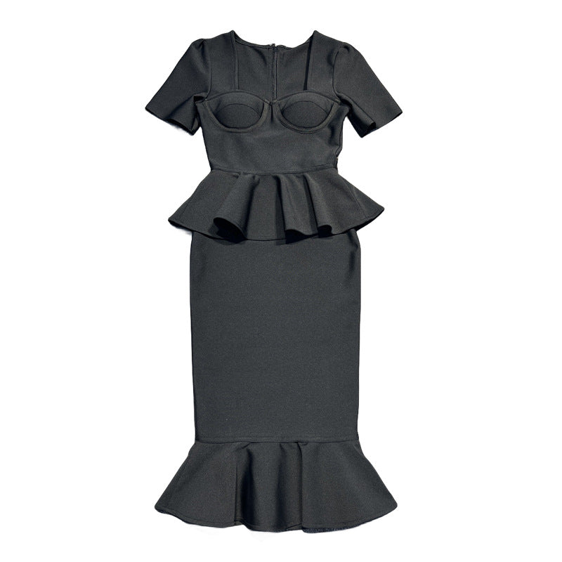 Women's Elegant Sleeve Ruffles High Waist Dress Dresses