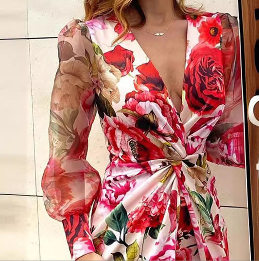 Sleeves Twisted Waist Midi Dress Sexy Dresses