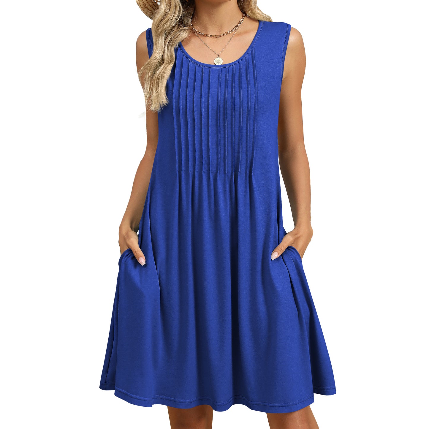 Women's Classic Printed Loose Pockets Dress Dresses