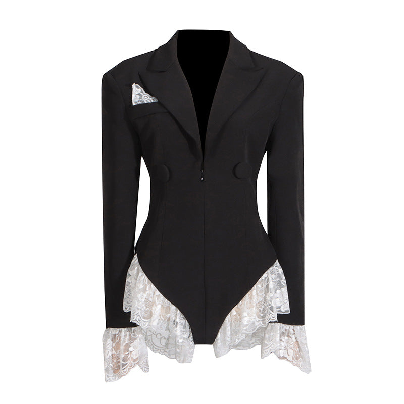 Fashionable Elegant Lace Ruffled Design Tight Jumpsuits