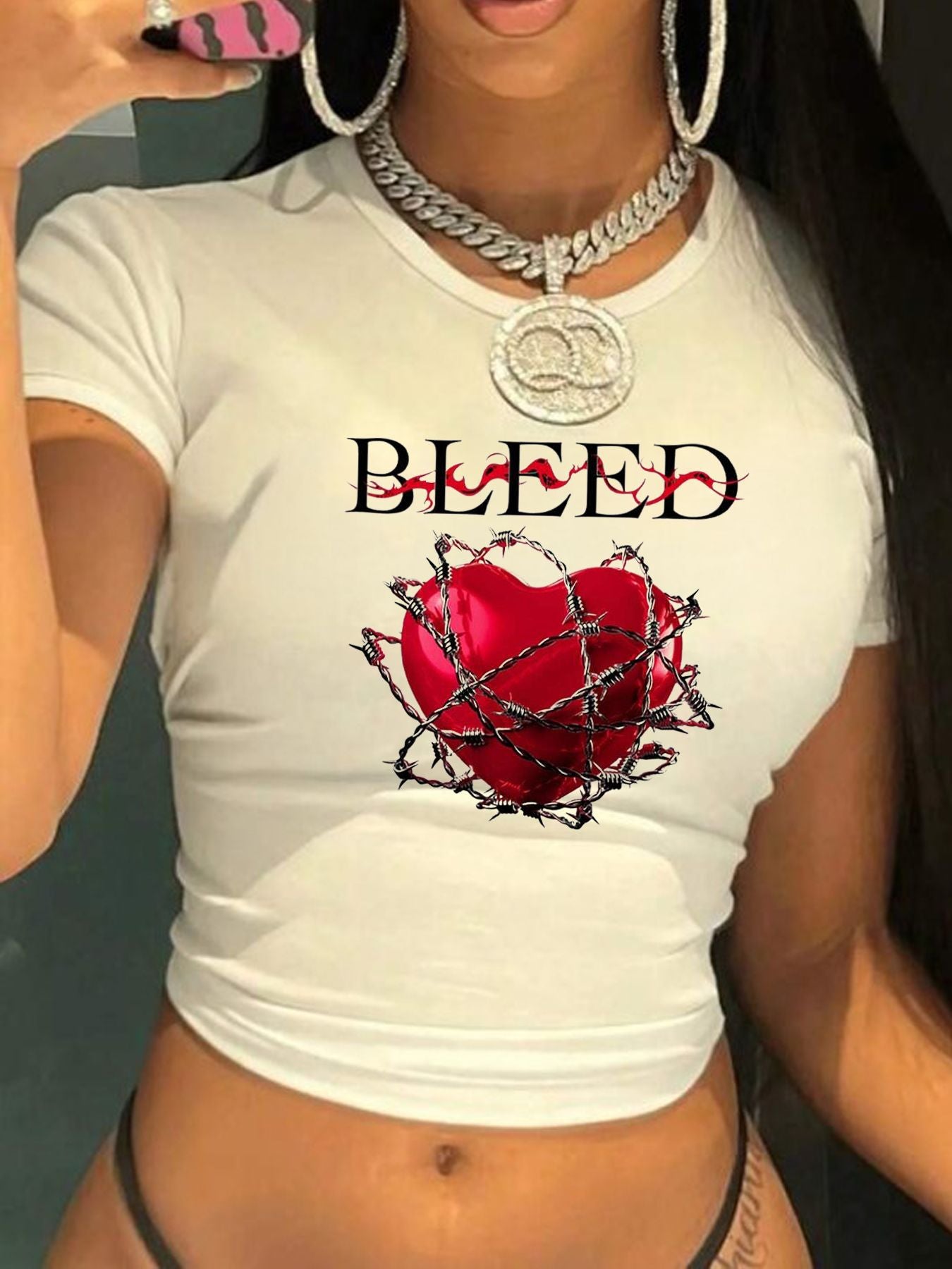 Women's Summer Sweet Spicy Printed T-shirt Personality Blouses