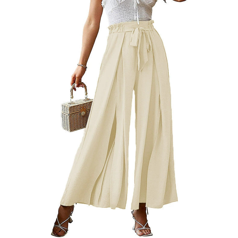 Women's Style Bowknot Loose High Waist Crimp Pants
