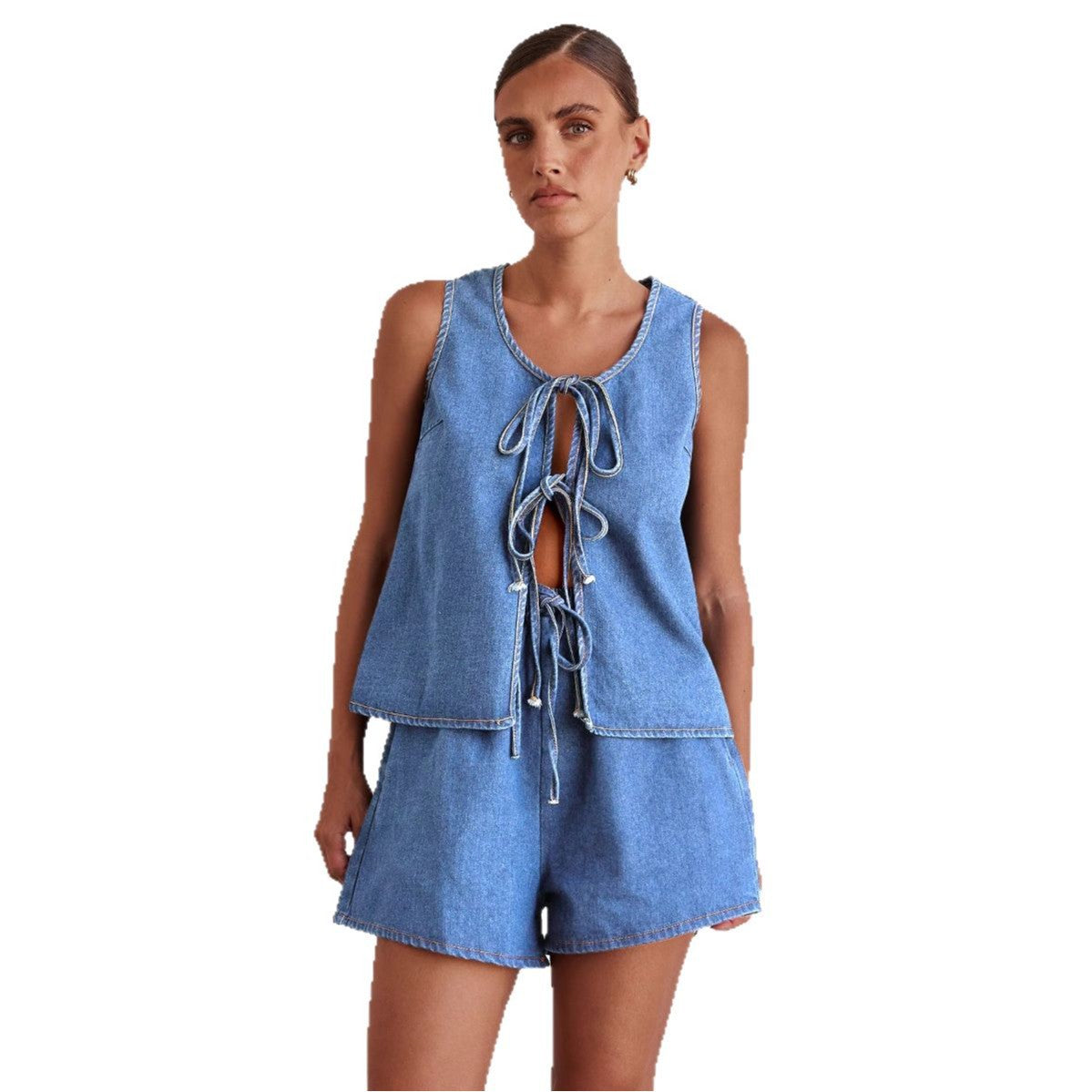 Women's Summer Fashion Casual Sleeveless Tied High Suits