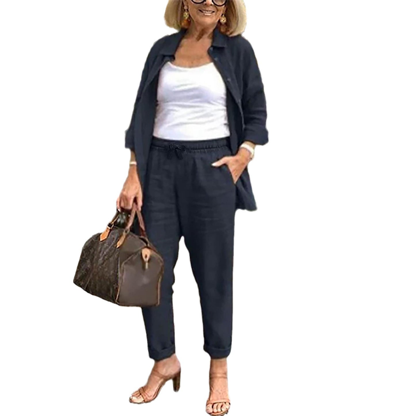 Women's Autumn Cotton Linen Harem Retro Loose Suits