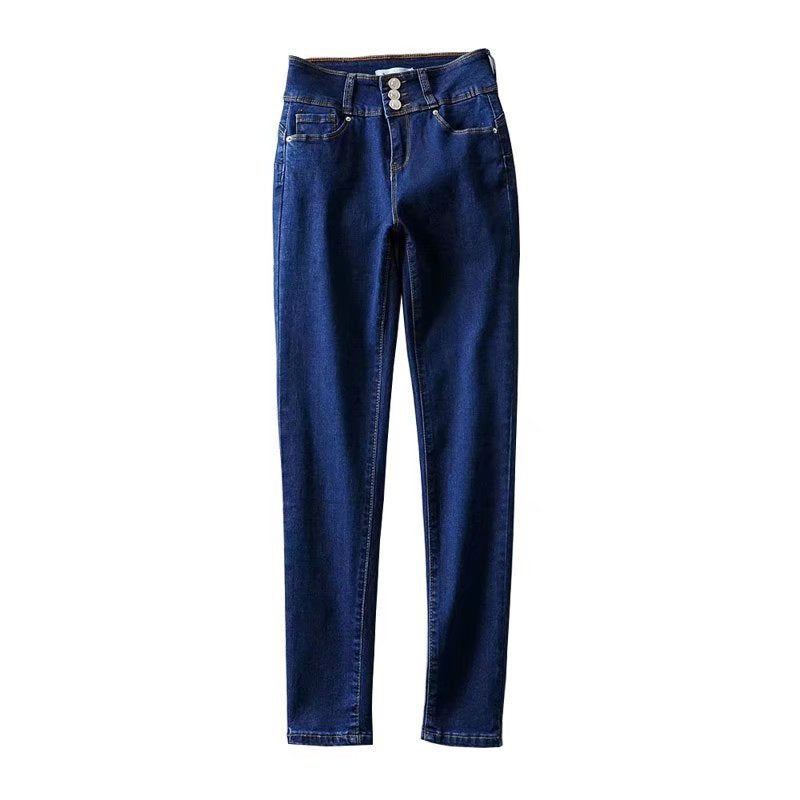 Women's Autumn High Waist Navel Slim Fit Jeans