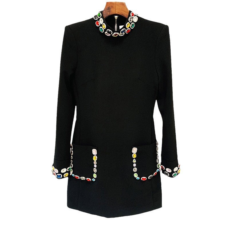 Early Spring Fashion Bead Diamond Color Dress