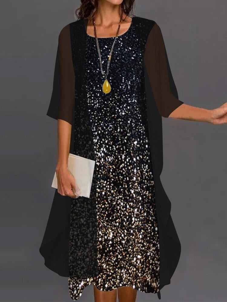 Summer Printed Long Sleeve Loose Two-piece Dresses
