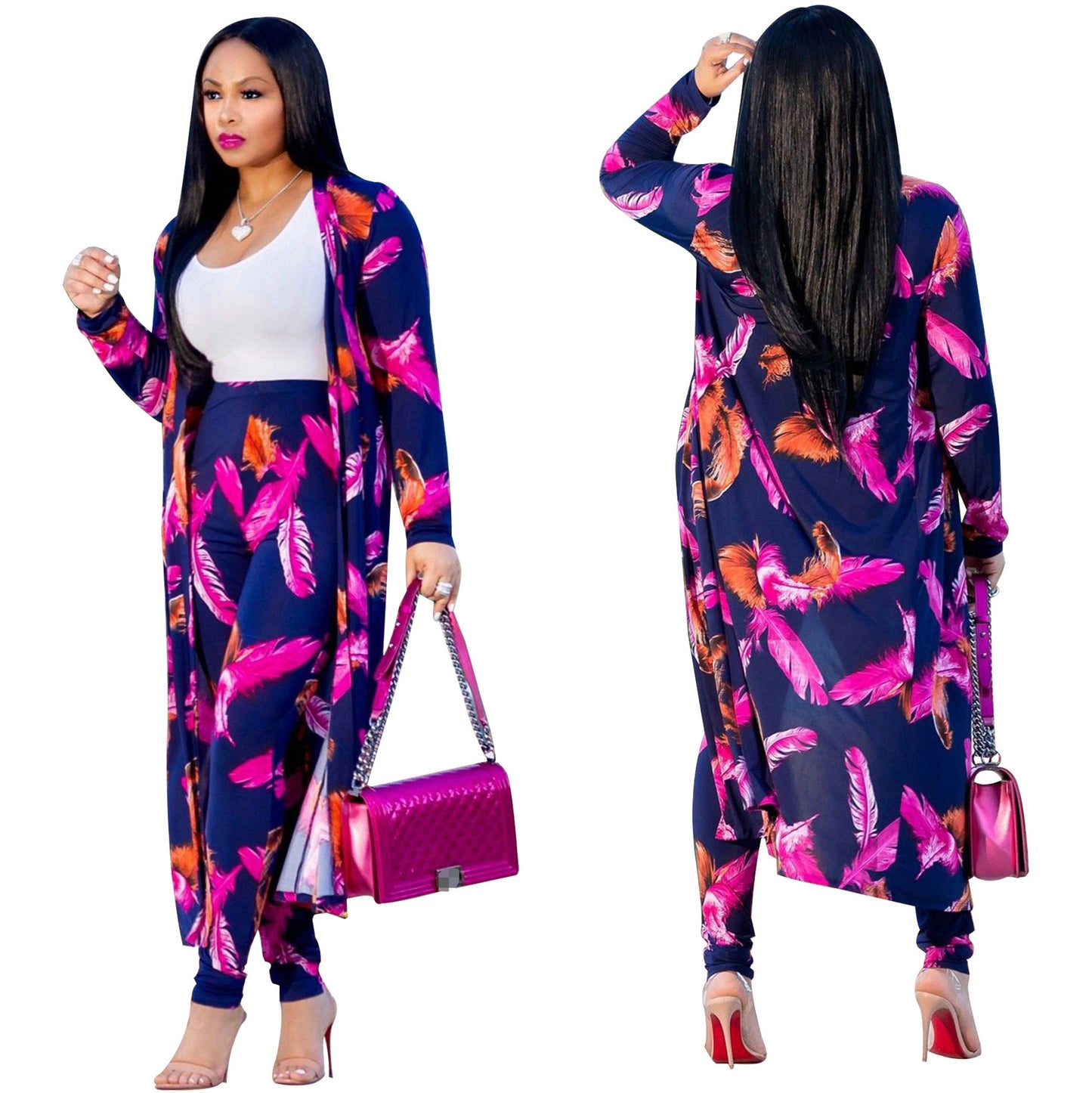 Sexy Print Long Sleeve Two-piece Set Suits