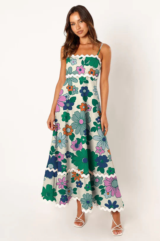 Color Lace Stitching Elegant Strap Tube Dresses