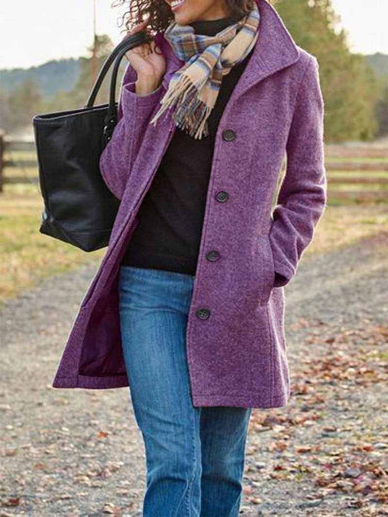 Women's Popular Single Thick Wool Mid-length Quality Coats