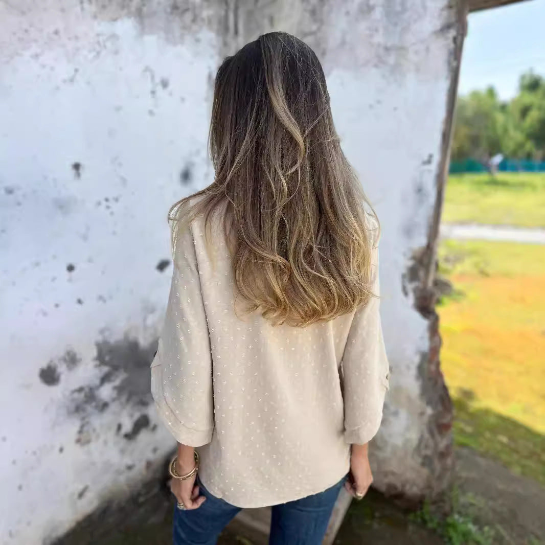 Women's Autumn Fashion Round Neck Long Sleeve Blouses