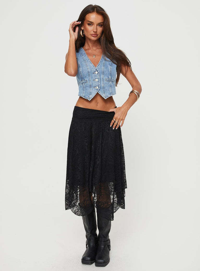 Women's Irregular Lower Hem Mid-length Lace Skirts