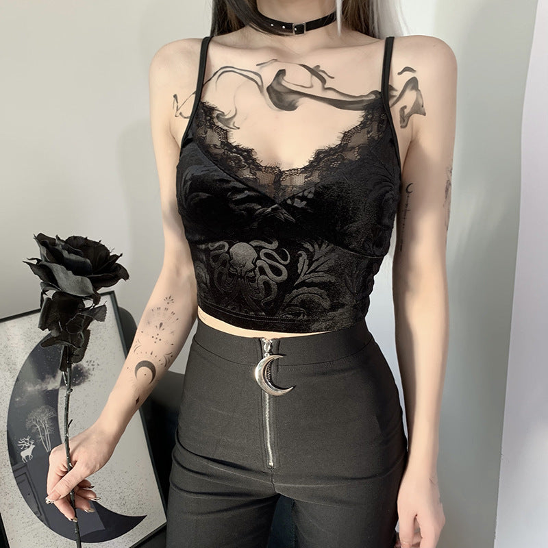 Women's Summer Sexy Cropped Tank Dark Personality Tops