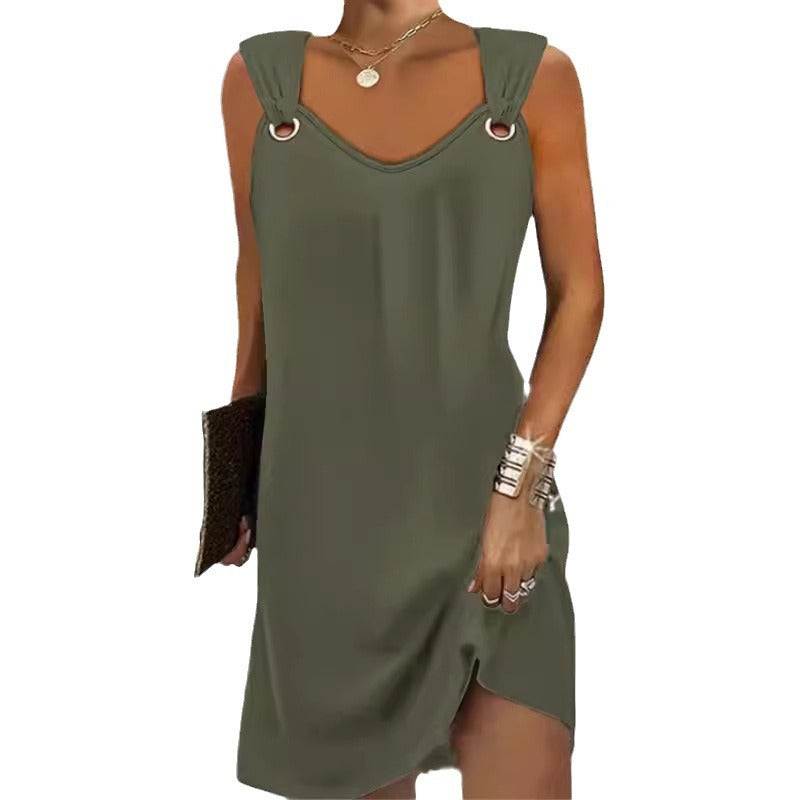 Women's Classy Sleeveless Metal Button Dress Sweaters