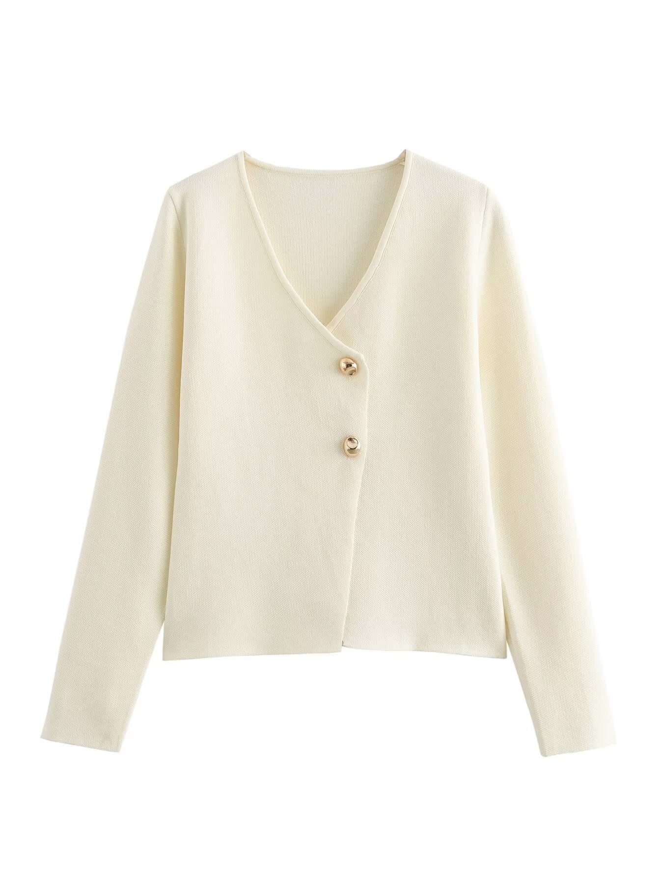 Women's Knitted Fashion Casual Button Gold Tops