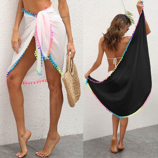 Multicolored Tassel Patchwork Irregular Shawl One-piece Skirts