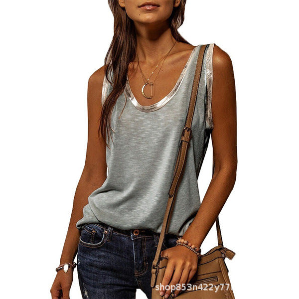 Summer Other Sources Round Neck Loose Pure Tops