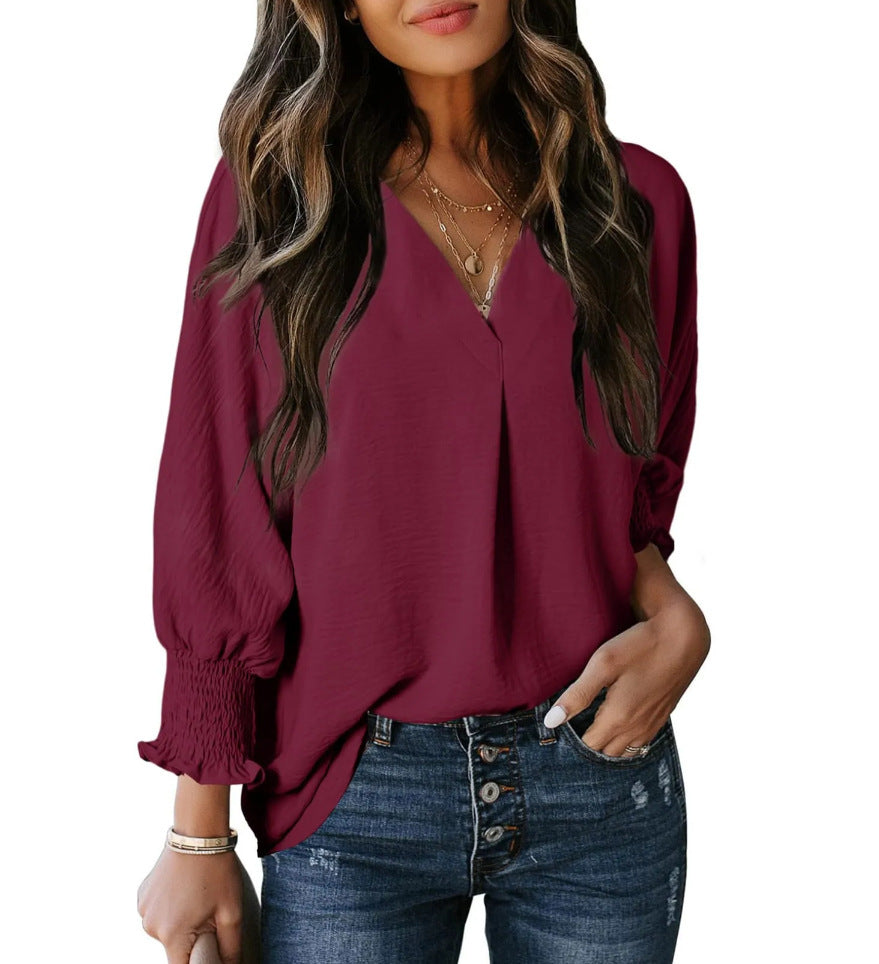 Women's Casual Long Sleeve Loose Shirt T-shirt Blouses