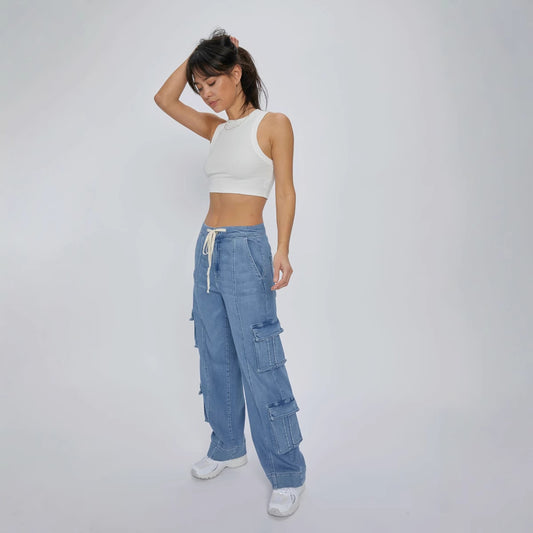 Women's New Spring Street Washed Cargo Jeans
