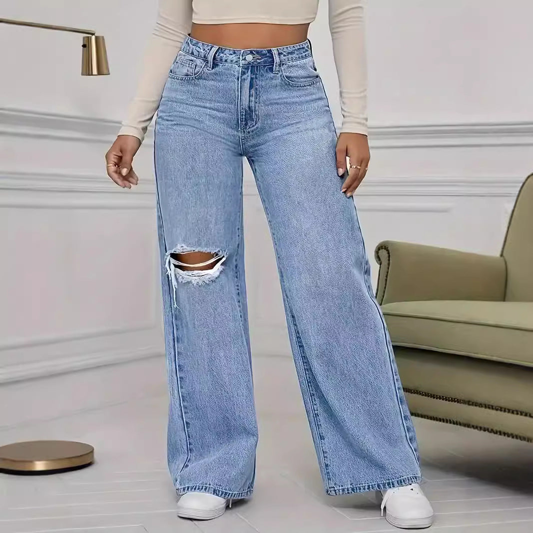 Women's South America Ripped Trousers Versatile Classic Jeans