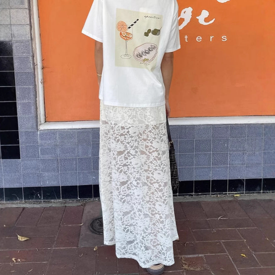 Women's Spring Jacquard Hollow Lace Fashion Sexy Skirts