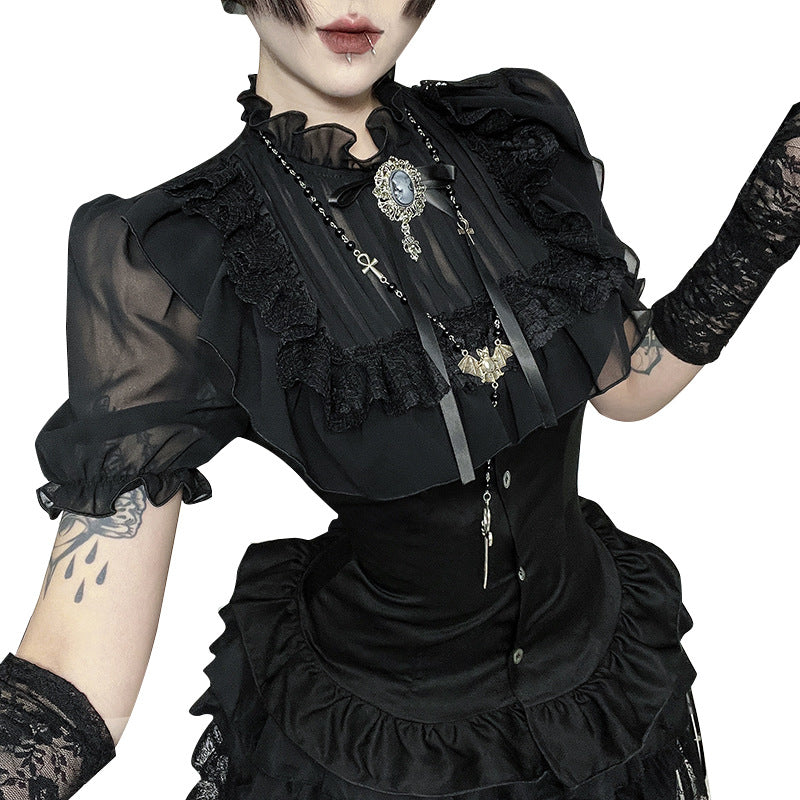 Autumn Gorgeous Gothic Shirt Versatile Dark Style Pure Blouses