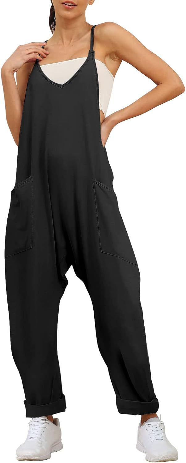Women's Summer Large Pocket Overalls Loose Bodysuit Jumpsuits